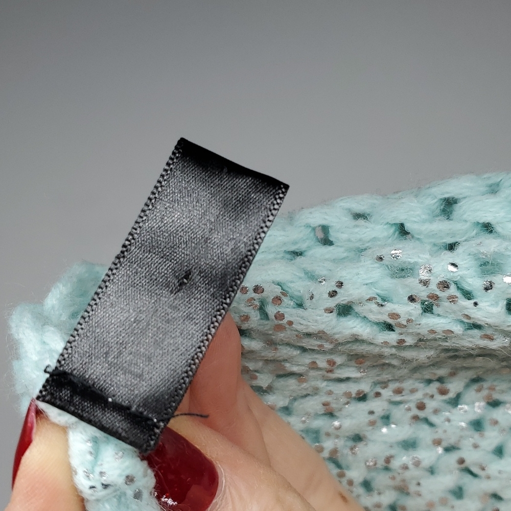 Francescas Foam Green Silver Sparkle Infinity Knit Scarf - Picture 4 of 8